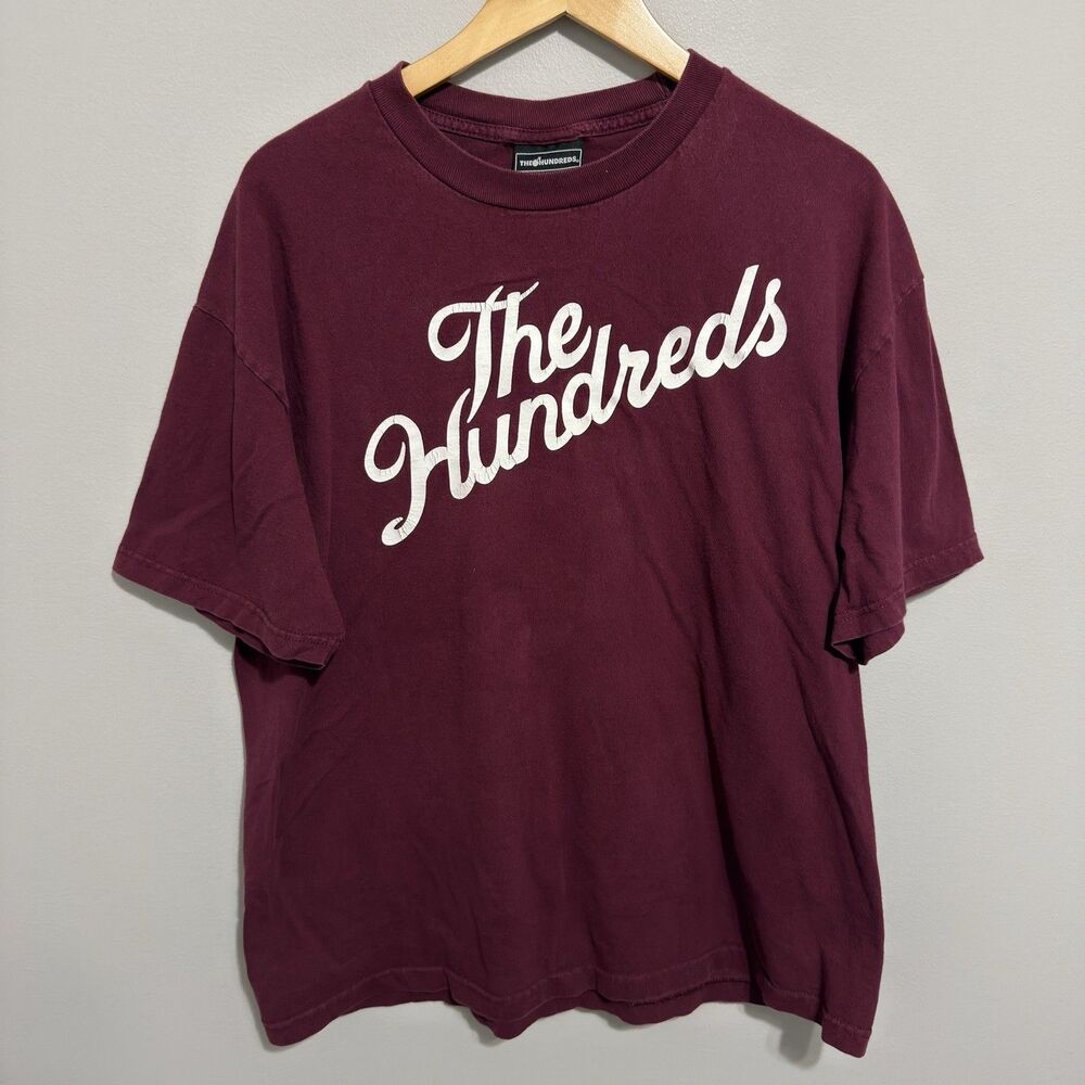 The Hundreds Forever Slant Script Logo Red White Cotton T-Shirt Men's XL